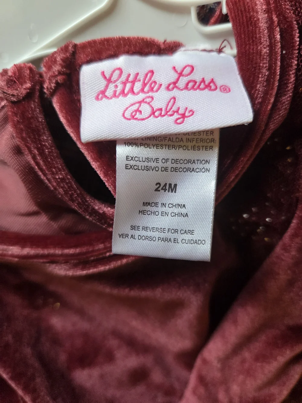 Little Lass Girls' Velvet Tulle Party Dress - Burgundy